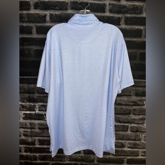 Peter Millar Summer Comfort Polo Geo Poolside Stretch Sz Large Flamingo 31x25 - Picture 2 of 5